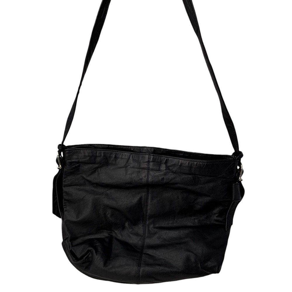 Vintage Giani Bernini Black Leather Hobo Shoulder Bag Slouchy Adjustable Strap